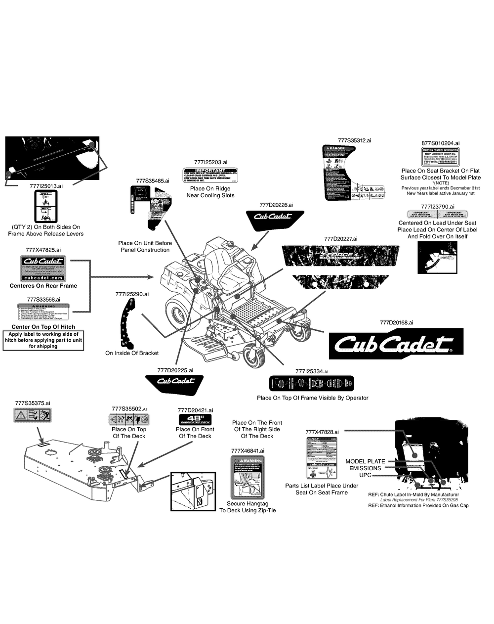 Label Map 17csdalb010 Diagram and Parts List for Z-FORCEL48 (17CSDALB009-17CSDALB010)(2015) Cub Cadet Lawn Tractor